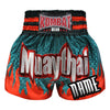 Custom Kombat Gear Muay Thai Boxing Geometry Shorts Green With Red Fire