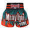 Custom Kombat Gear Muay Thai Boxing Geometry Shorts Green With Red Fire