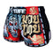 TUFF Muay Thai Boxing Shorts Red Retro Style With Cruel Tiger TUF-MRS104