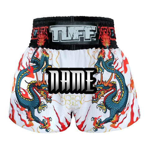 Custom TUFF Muay Thai Boxing Shorts Blue Dragon