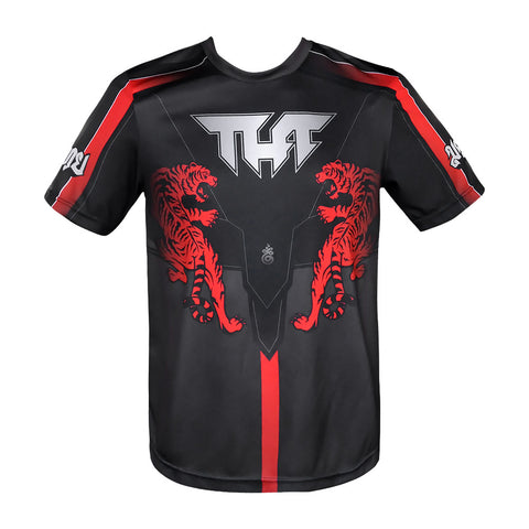 TUFF Black Shirt Double Tiger With Thai Forest Creatures